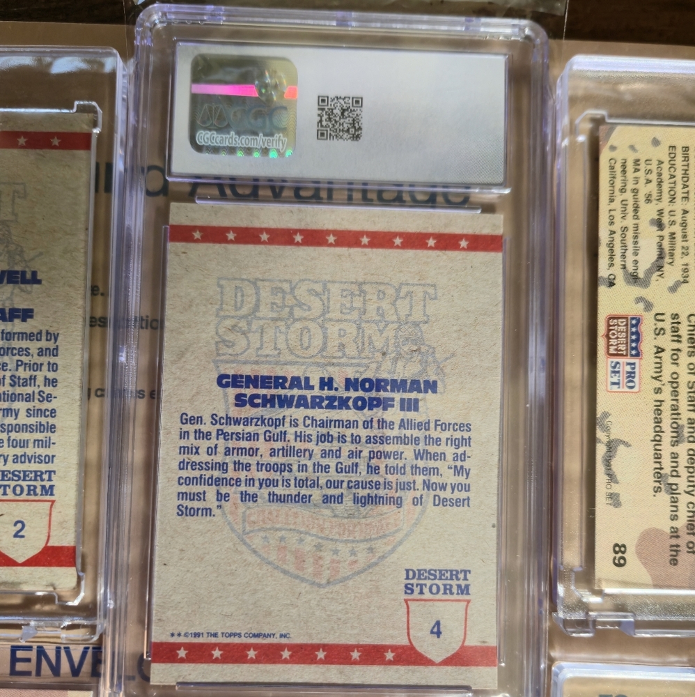 7 Topps 1991 Desert Storm War Cards Including Graded Card - Picture 11 of 15